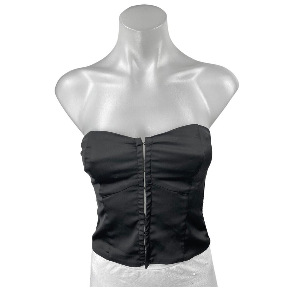 Abercrombie & Fitch Black Strapless Sleeveless Hook Corset Bustier Top Size XS